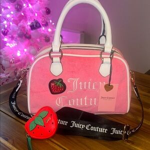 Juicy Couture Pink Satchel with Strawberry Accent